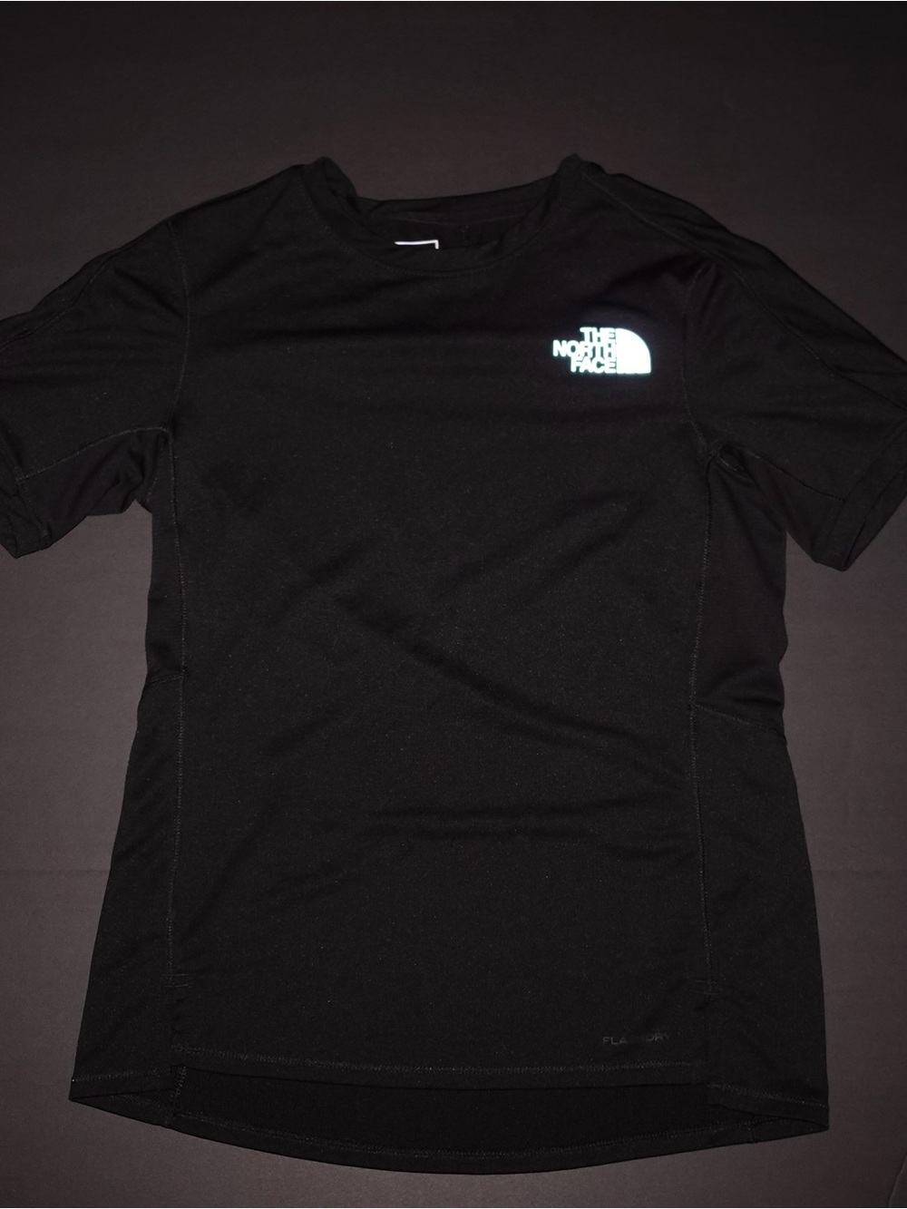The North Face black flash dry t-shirt with reflective logo
